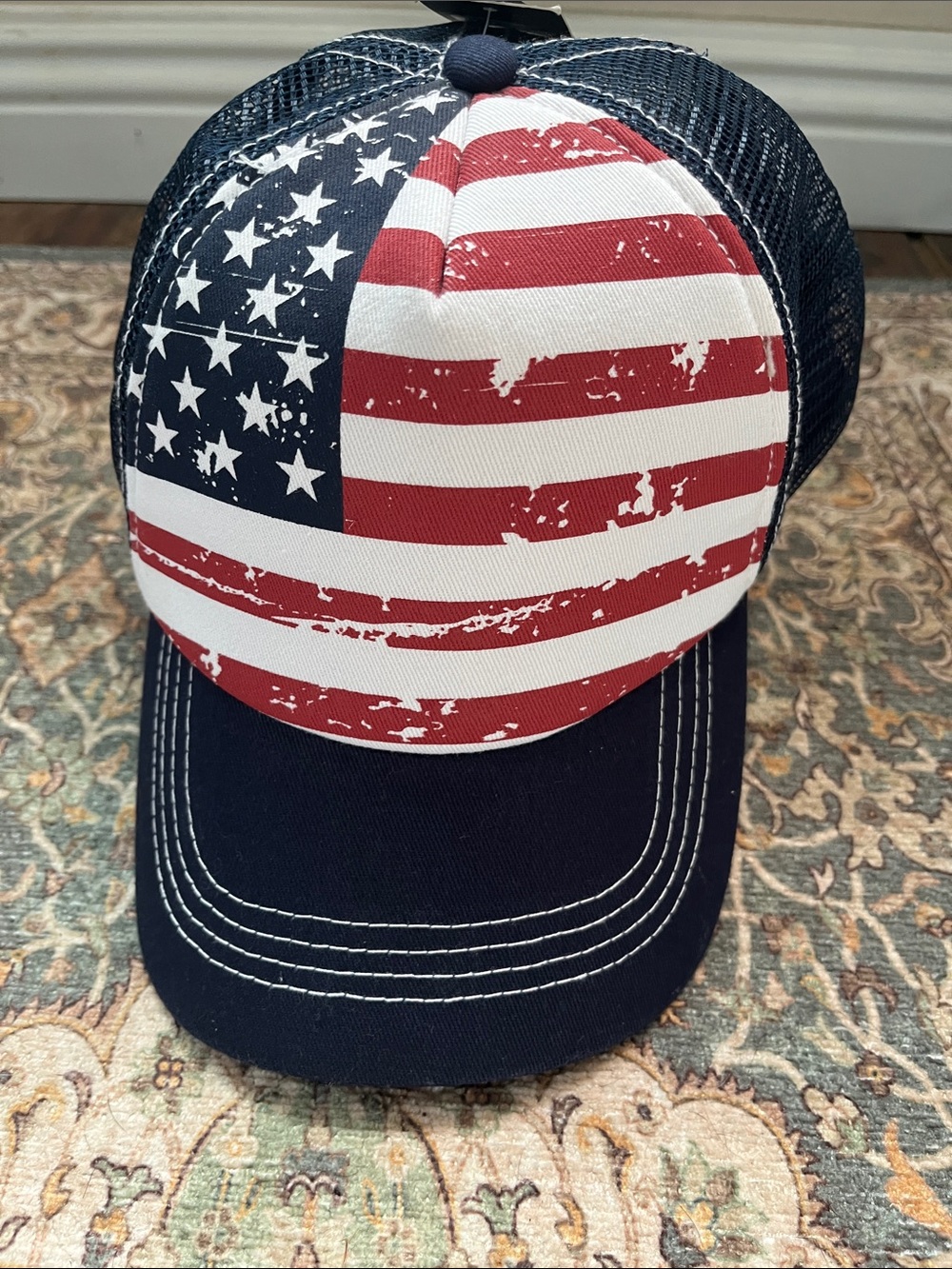 NWT American Flag Truckers Hat Sz Small
